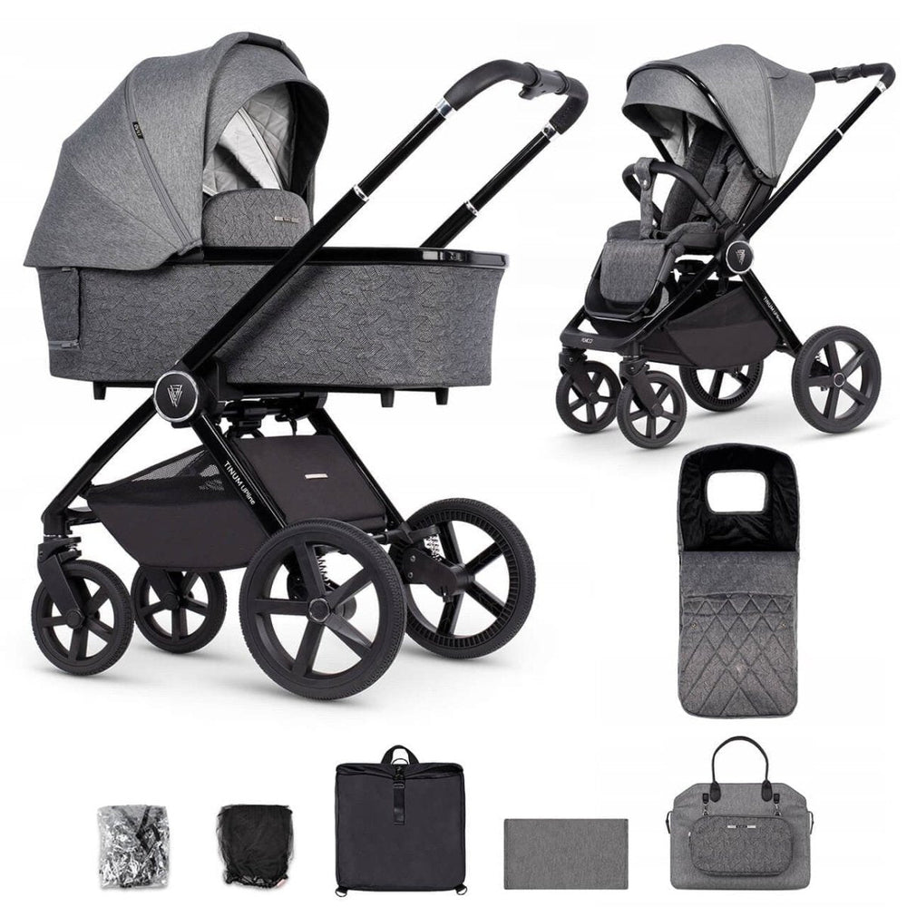 Stock Clearance - Venicci Tinum Upline 2 In 1 Pram Pushchair - Slate Grey - For Your Little One