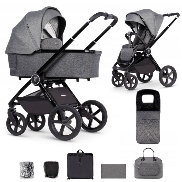 Stock Clearance - Venicci Tinum Upline 2 In 1 Pram Pushchair - Slate Grey - For Your Little One