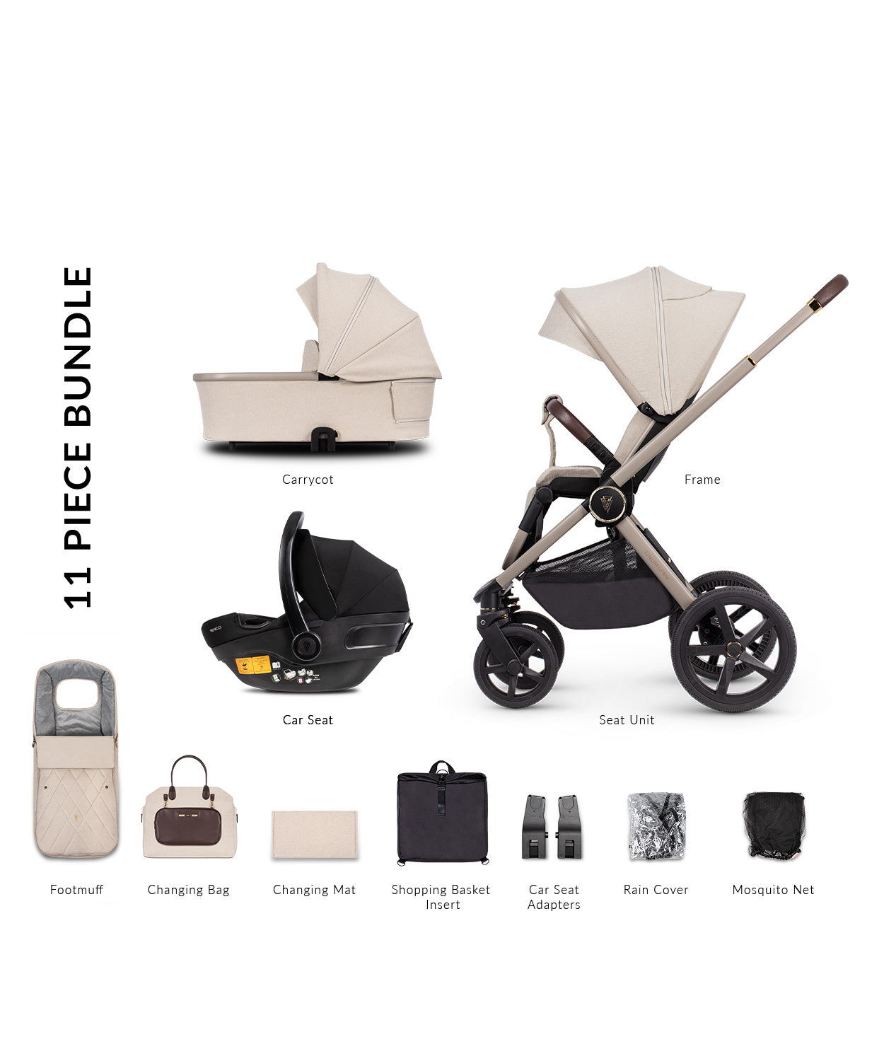 Venicci Tinum Upline 3 In 1 Travel System - Stone Beige - For Your Little One
