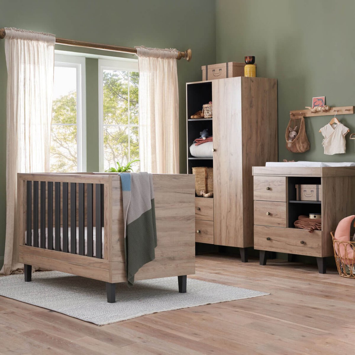 Tutti Bambini Como 3 Piece Room Set - Distressed Oak / Slate Grey - For Your Little One