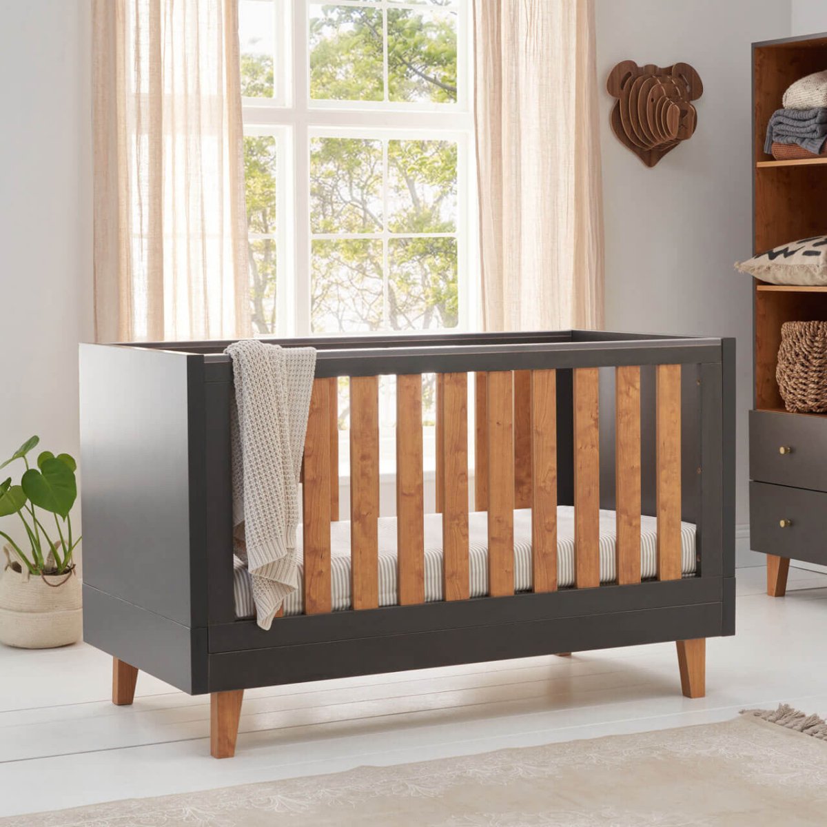 Tutti Bambini Como Cot Bed - Slate Grey / Rosewood - For Your Little One