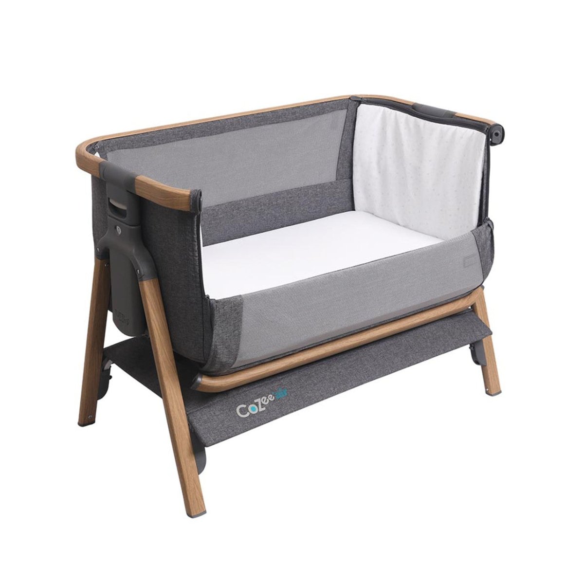 Tutti Bambini CoZee Air Bedside Crib - Oak and Charcoal - For Your Little One