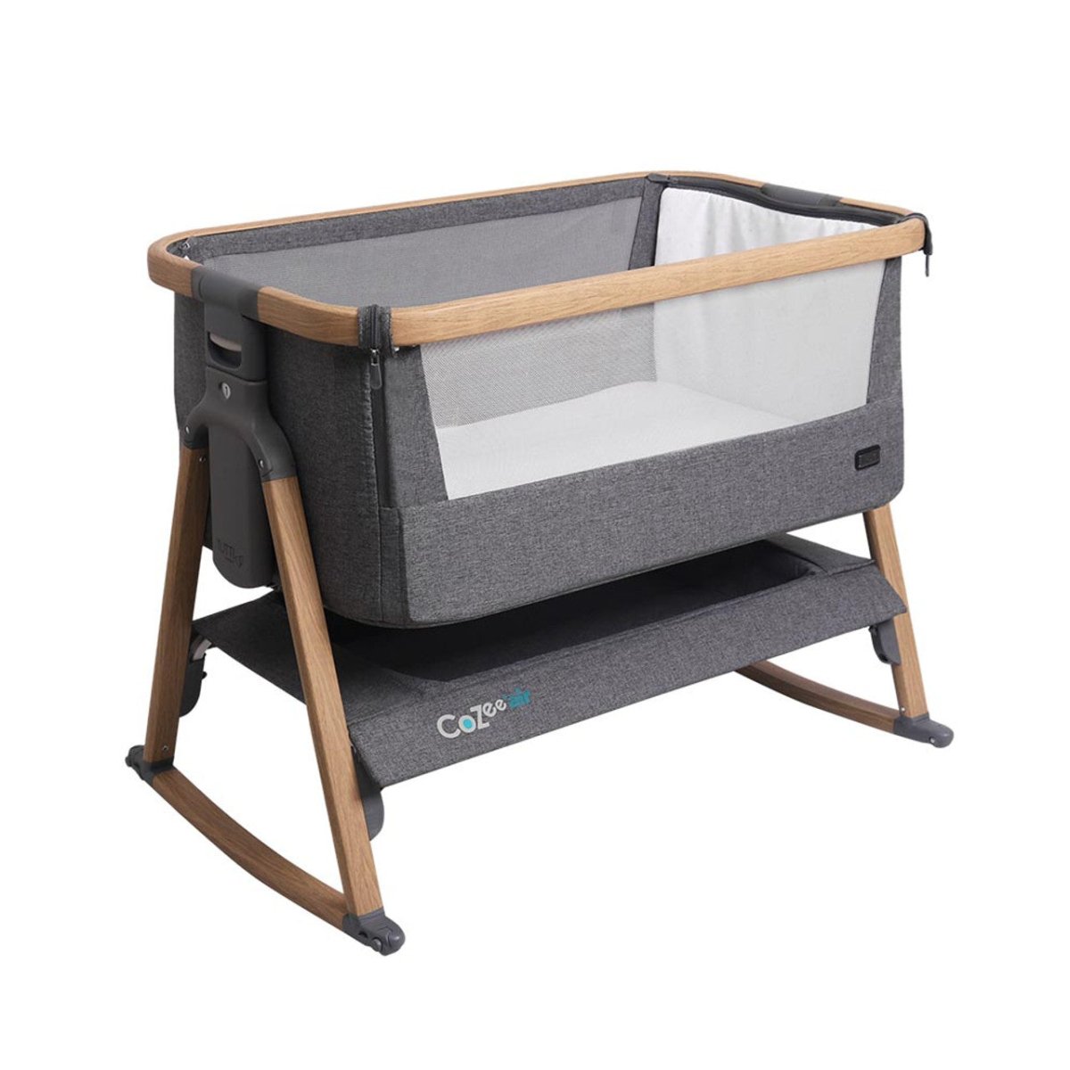 Tutti Bambini CoZee Air Bedside Crib - Oak and Charcoal - For Your Little One