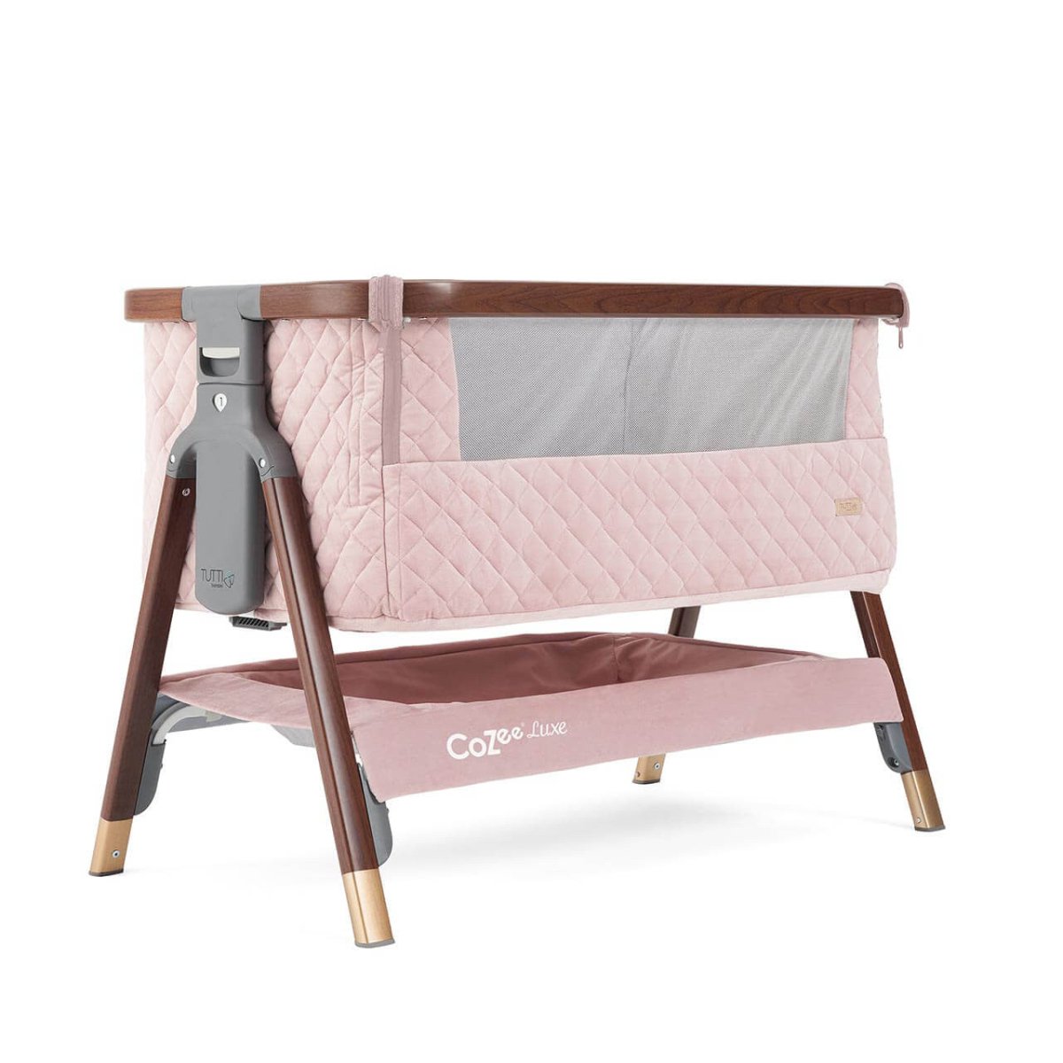 Tutti Bambini CoZee Luxe Bedside Crib - Walnut/Blush - For Your Little One