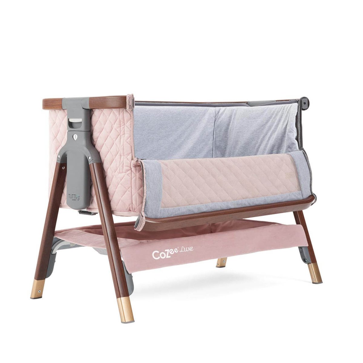 Tutti Bambini CoZee Luxe Bedside Crib - Walnut/Blush - For Your Little One