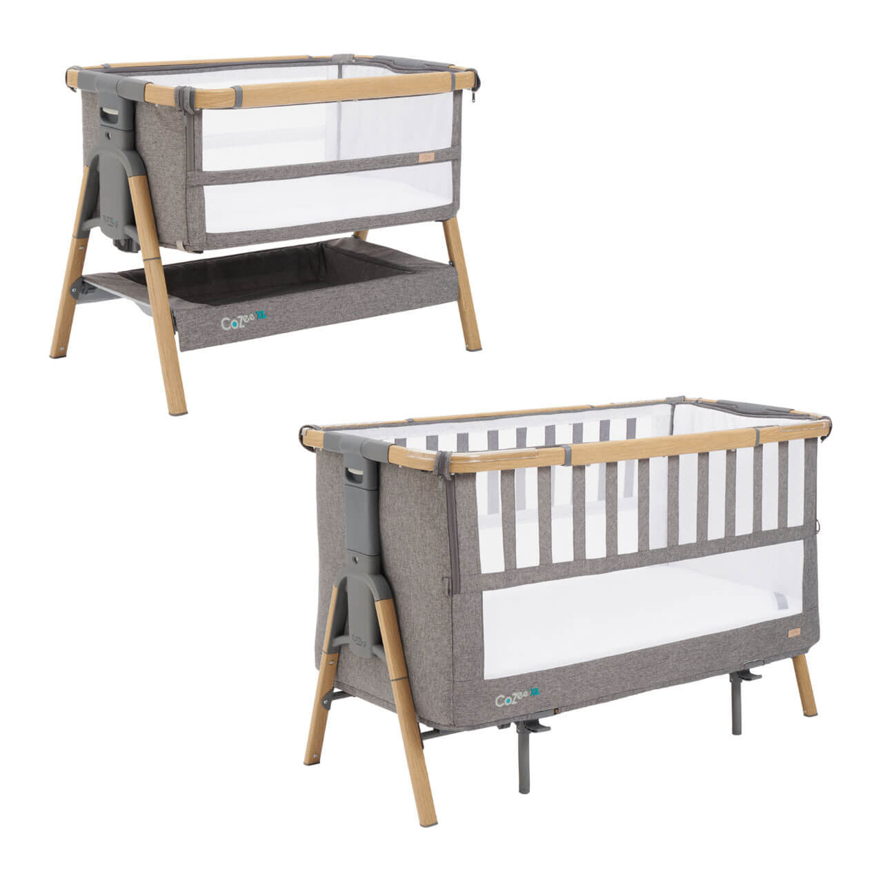 Tutti Bambini Cozee XL Bedside Crib & Cot - Oak / Charcoal - For Your Little One