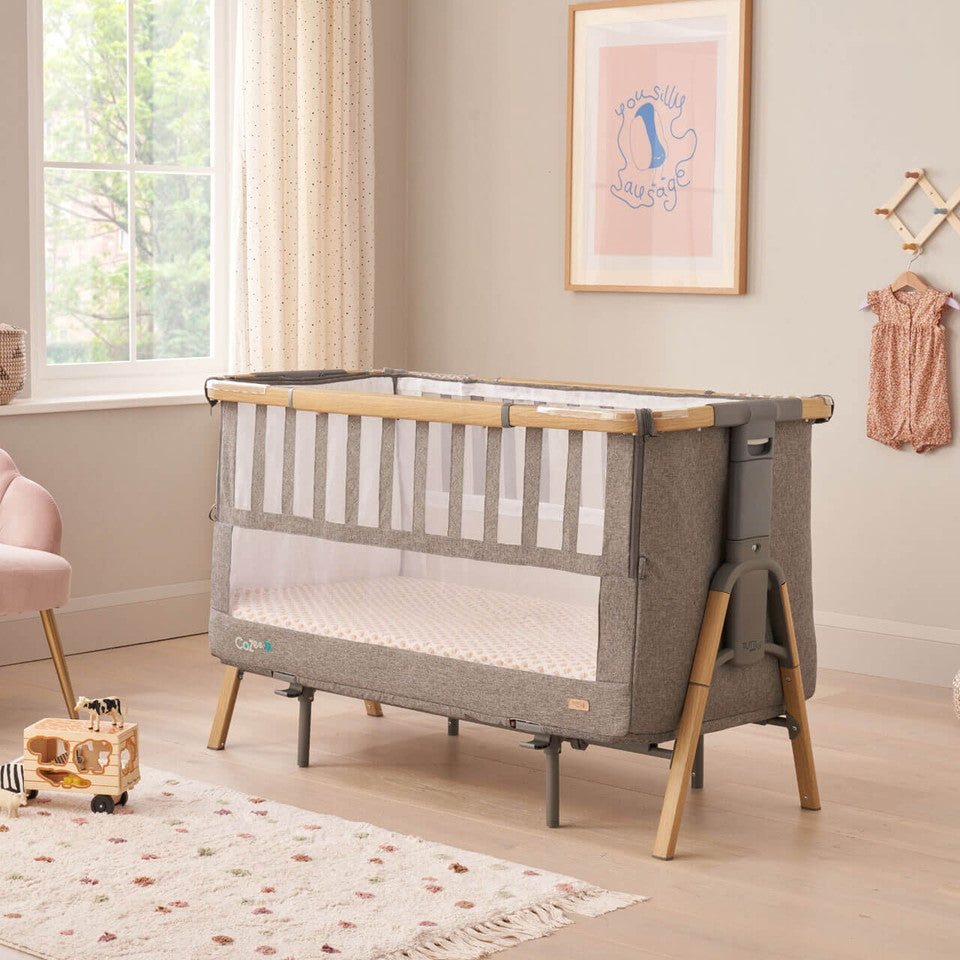 Tutti Bambini Cozee XL Bedside Crib & Cot - Oak / Charcoal - For Your Little One