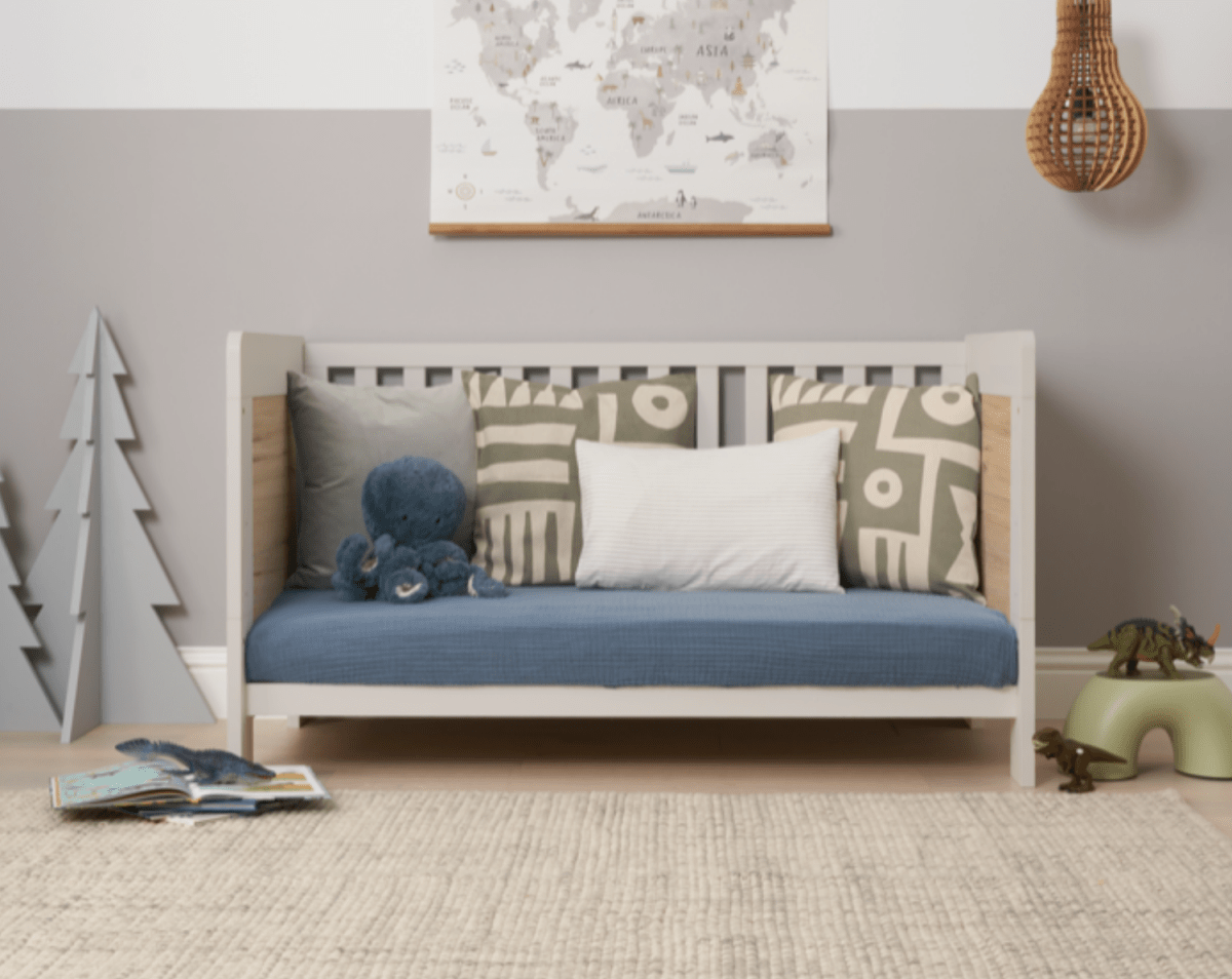 Tutti Bambini Essentials Alba Cot Bed - White Sand / Distressed Oak - For Your Little One