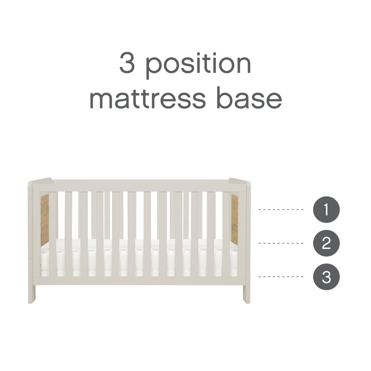 Tutti Bambini Essentials Alba Cot Bed - White Sand / Distressed Oak - For Your Little One