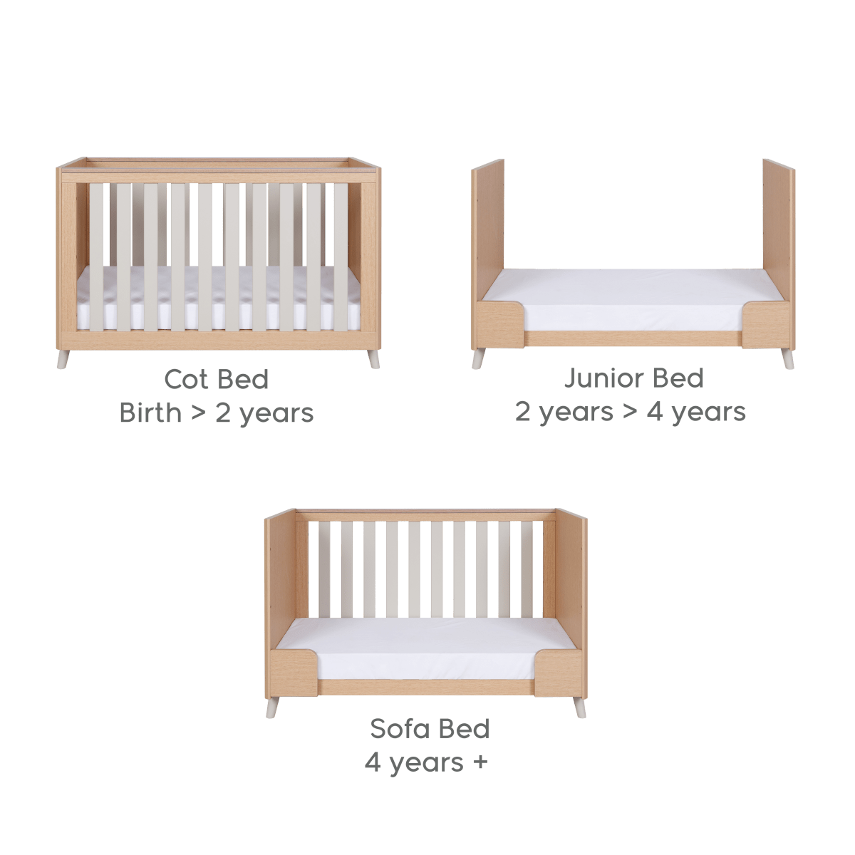 Tutti Bambini Fika Cot Bed - White Sand/Light Oak - For Your Little One