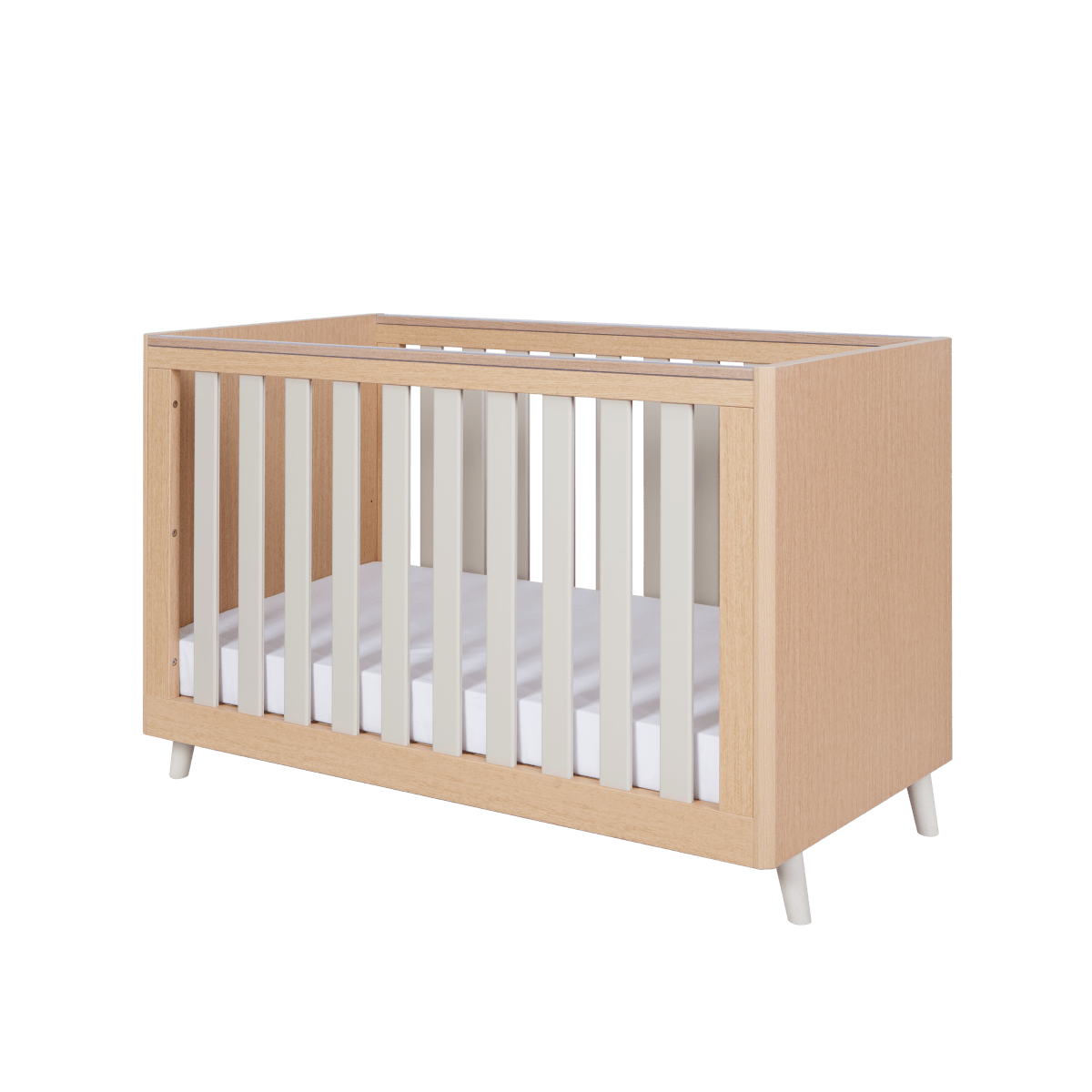 Tutti Bambini Fika Cot Bed - White Sand/Light Oak - For Your Little One