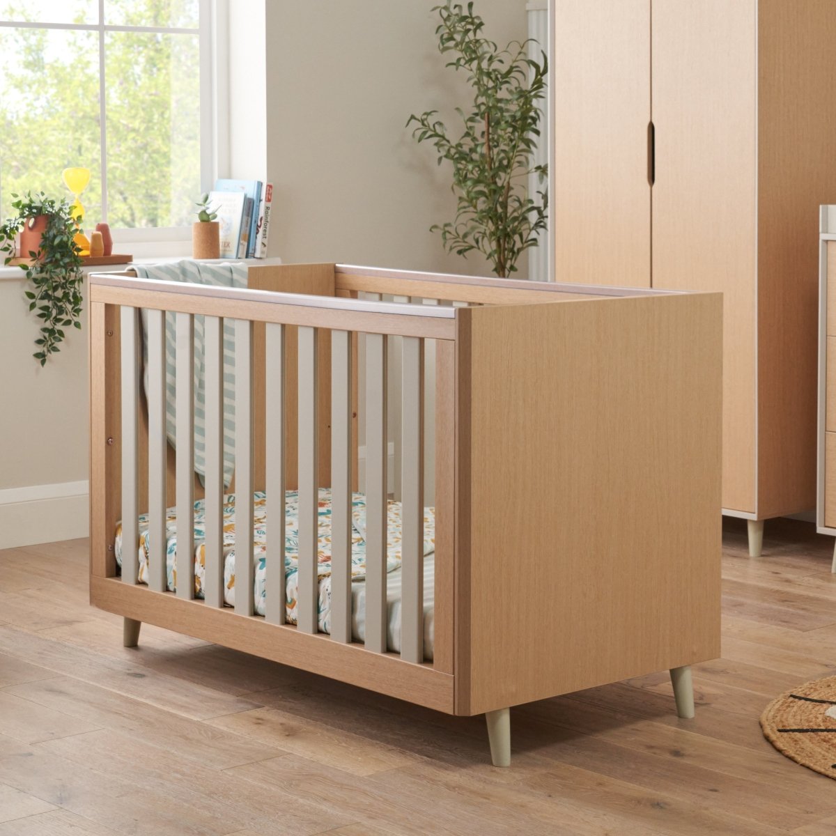 Tutti Bambini Fika Cot Bed - White Sand/Light Oak - For Your Little One