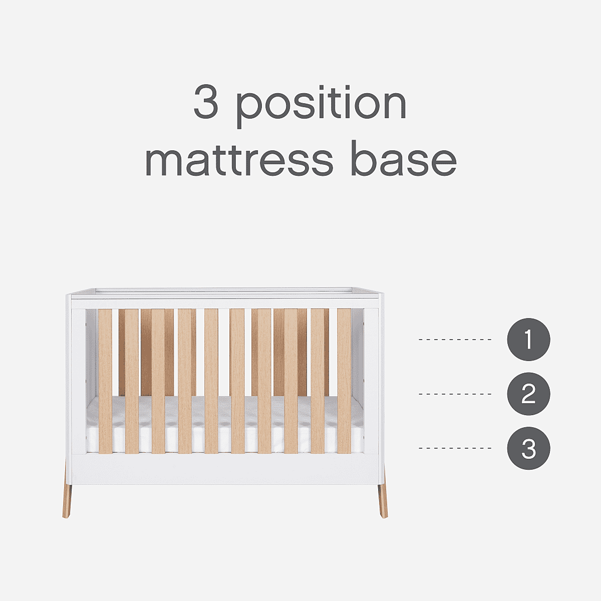 Tutti Bambini Fuori Mini Cot Bed - White/Light Oak - For Your Little One