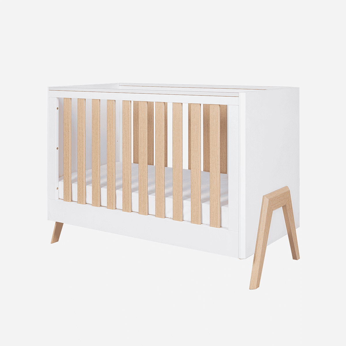 Tutti Bambini Fuori Mini Cot Bed - White/Light Oak - For Your Little One