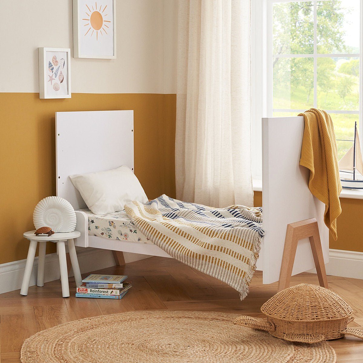 Tutti Bambini Fuori Mini Cot Bed - White/Light Oak - For Your Little One