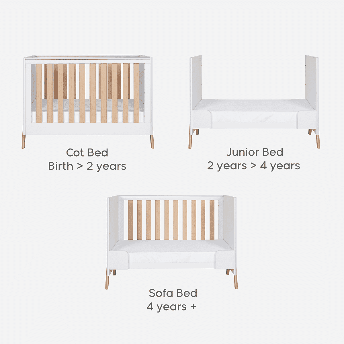 Tutti Bambini Fuori Mini Cot Bed - White/Light Oak - For Your Little One