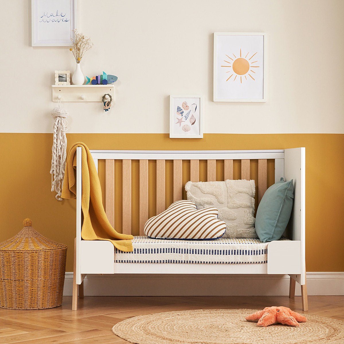 Tutti Bambini Fuori Mini Cot Bed - White/Light Oak - For Your Little One