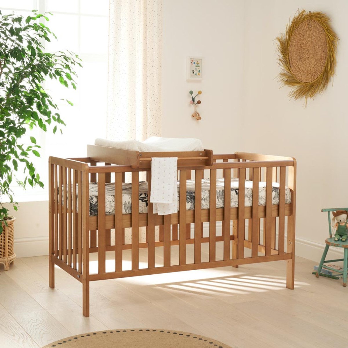 Tutti Bambini Malmo Cot Bed with Cot Top Changer & Mattress - Oak - For Your Little One