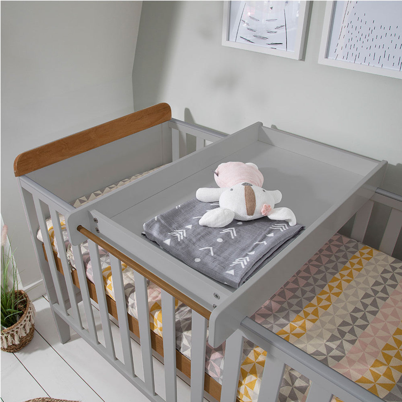 Tutti Bambini Rio Cot Bed with Cot Top Changer & Mattress - Grey/Oak -  | For Your Little One