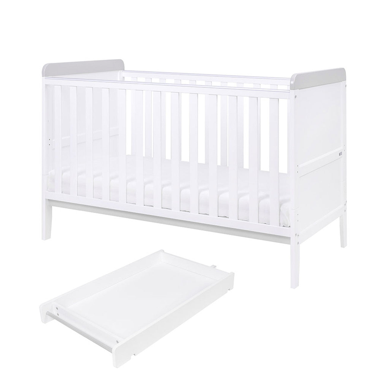 Tutti Bambini Rio Cot Bed with Cot Top Changer & Mattress - White/Dove Grey -  | For Your Little One