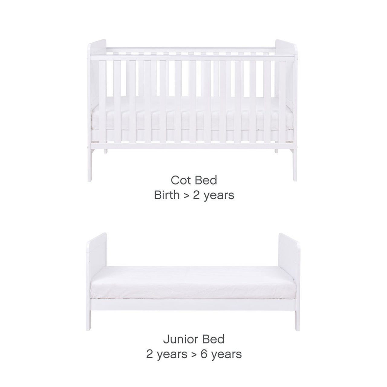 Tutti Bambini Rio Cot Bed with Cot Top Changer & Mattress - White -  | For Your Little One
