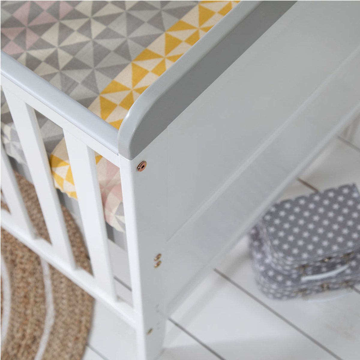 Tutti Bambini Rio Cot Bed with Cot Top Changer & Mattress - White/Dove Grey - For Your Little One