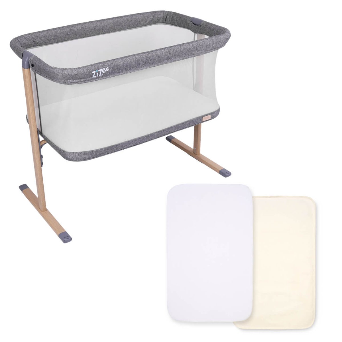 Tutti Bambini Zizee® Breathable Rocking Crib Bundle - Oak and Charcoal - For Your Little One