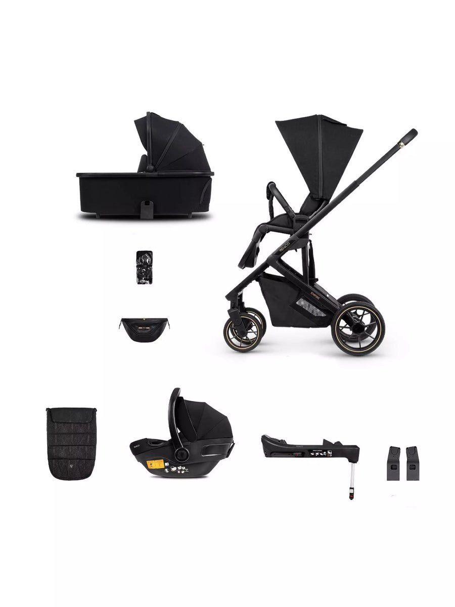 Venicci Empire Travel System 3in1 Plus Base Pushchair Bundle - Ultra Black - For Your Little One