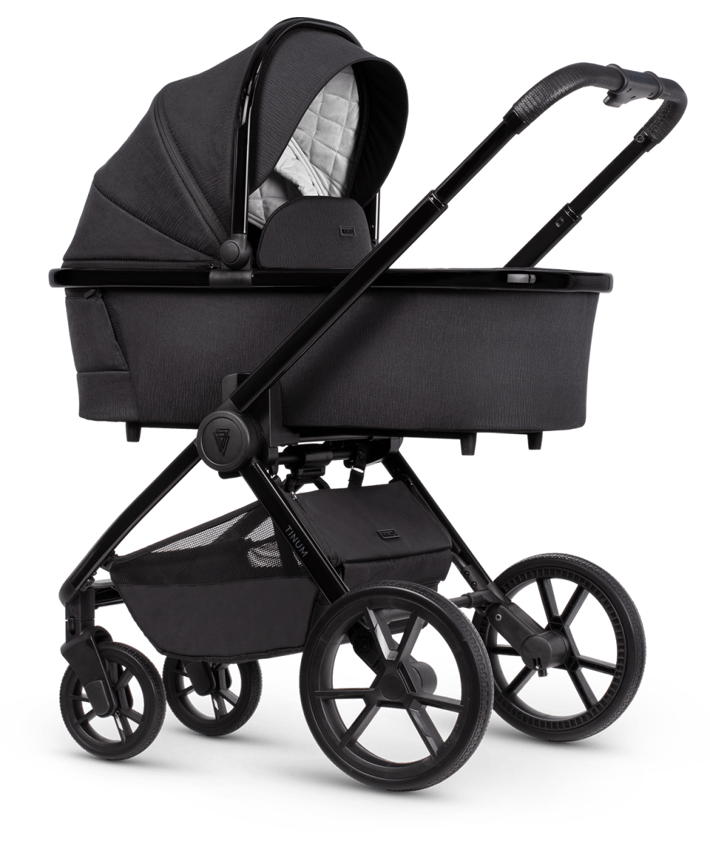 Venicci Tinum Edge 3 In 1 + Base Bundle Travel System - Raven FREE Parasol & Carrycot Elevators - For Your Little One