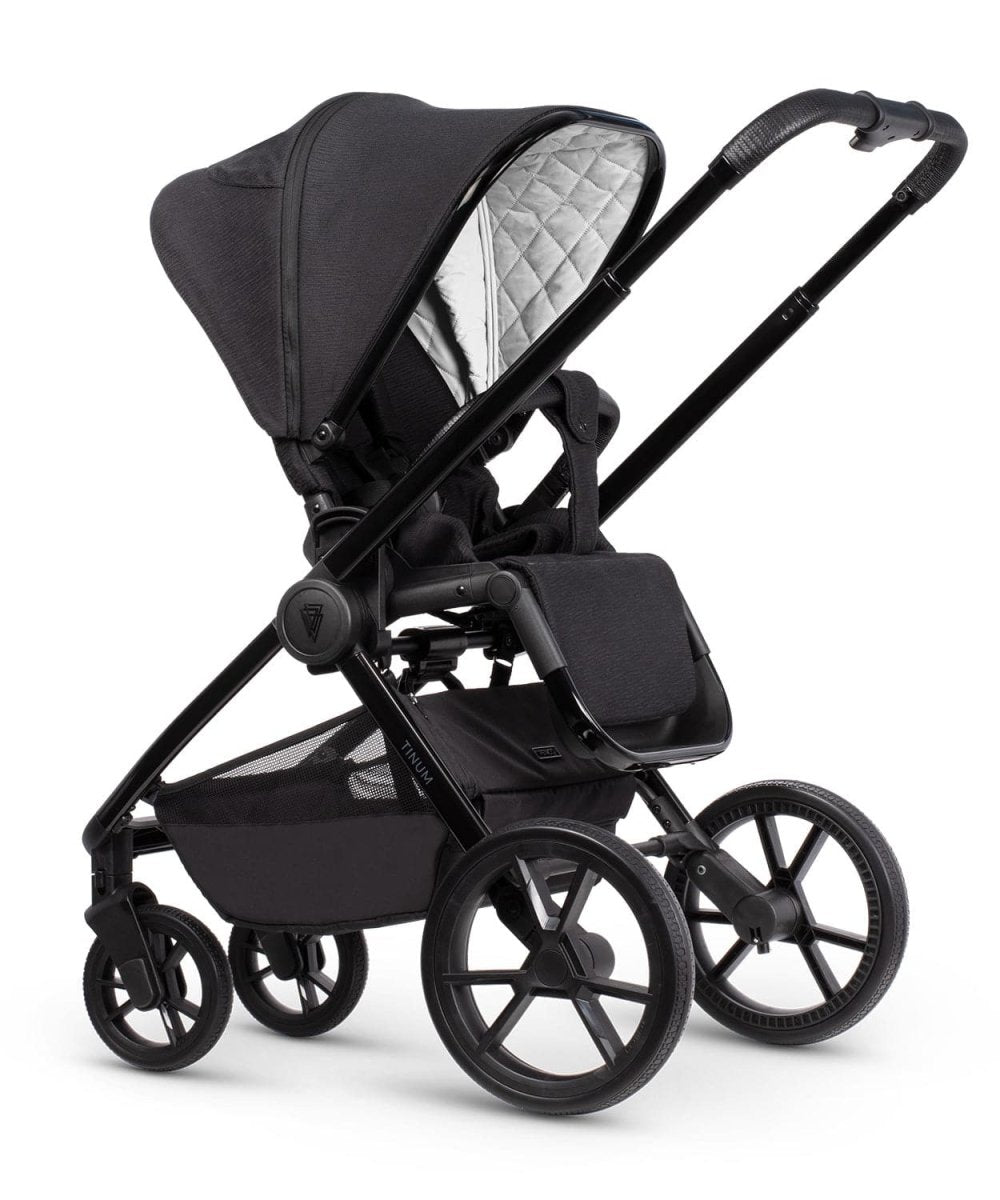 Venicci Tinum Edge 3 In 1 + Base Bundle Travel System - Raven FREE Parasol & Carrycot Elevators - For Your Little One