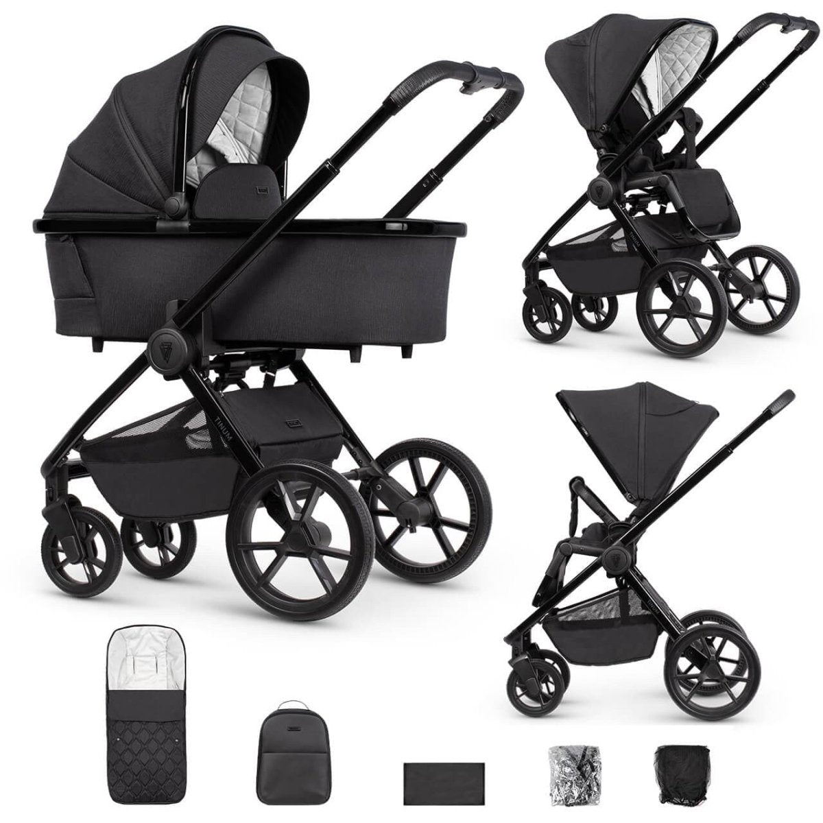 Venicci Tinum Edge SE 2 In 1 Pram Pushchair - Raven FREE Parasol & Carrycot Elevators - For Your Little One