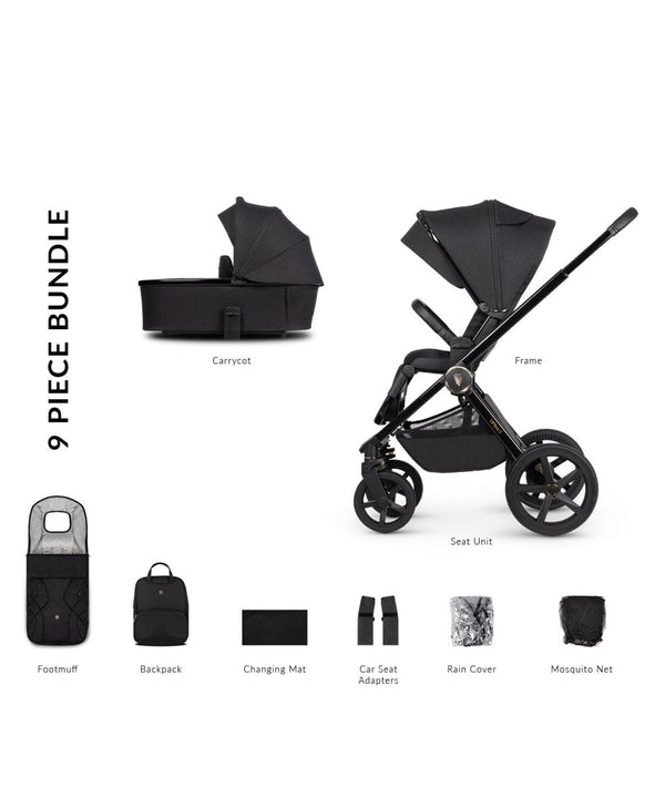Venicci Upline 2 - 2 In 1 Pram Pushchair - All Black - For Your Little One