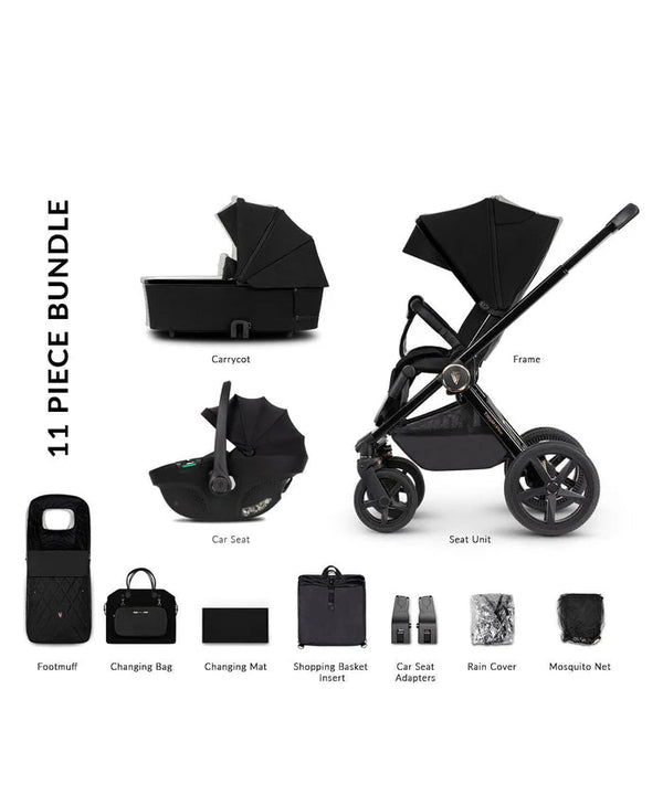 Venicci Upline 2 - 3 In 1 Travel System - All Black - For Your Little One