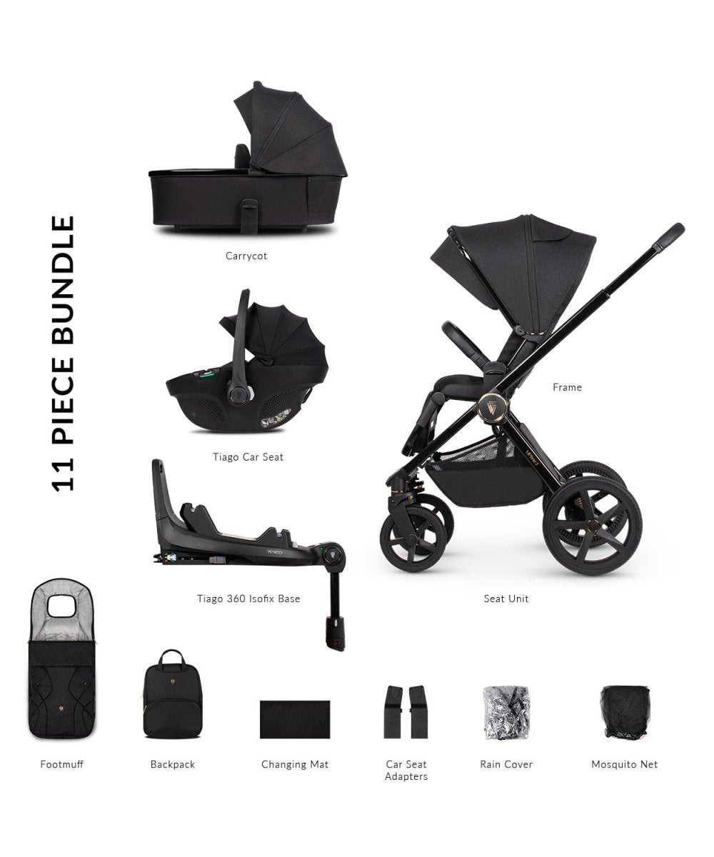 Venicci Upline 2 - 3 In 1 Travel System And Base - All Black - For Your Little One