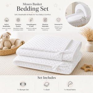 White Dimple Moses Basket Bedding Set - For Your Little One