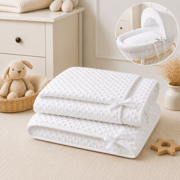 White Dimple Moses Basket Bedding Set - For Your Little One