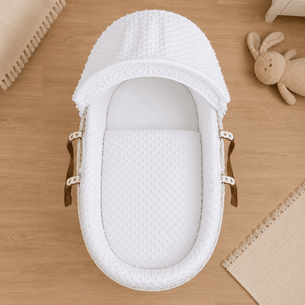 White Dimple Moses Basket Bedding Set - For Your Little One
