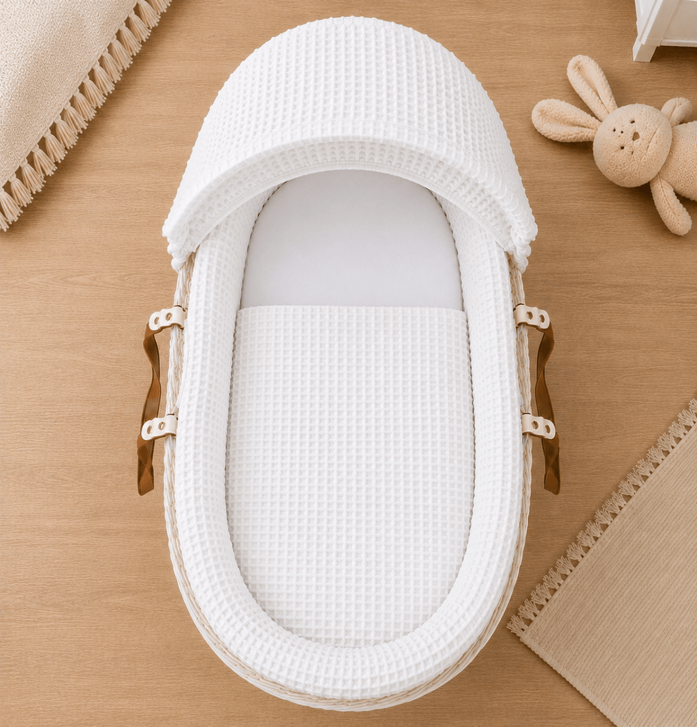 White Waffle Moses Basket Bedding Set - For Your Little One