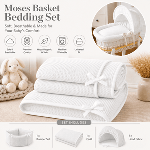 White Waffle Moses Basket Bedding Set - For Your Little One