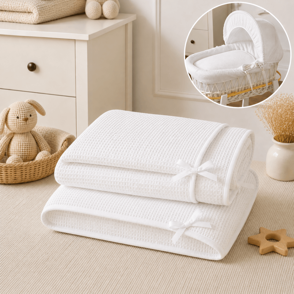 White Waffle Moses Basket Bedding Set - For Your Little One