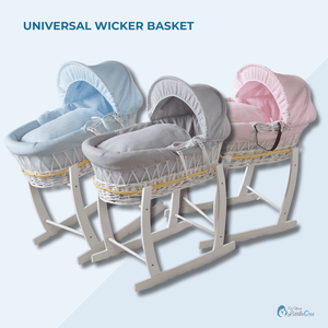 White Waffle White Wicker Baby Moses Basket With Stand - For Your Little One