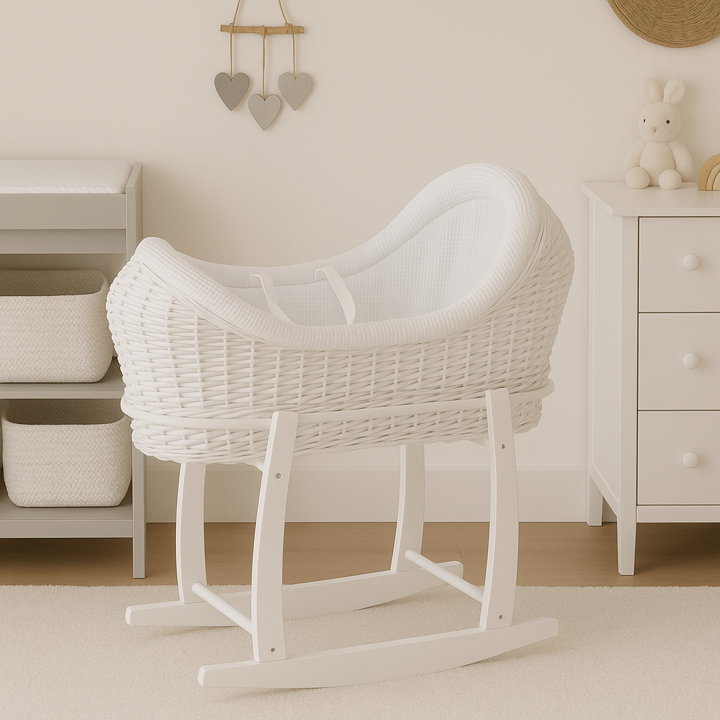 Wicker Deluxe Pod Baby Moses Basket With Stand - For Your Little One