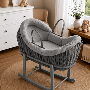 Wicker Deluxe Pod Baby Moses Basket With Stand - For Your Little One