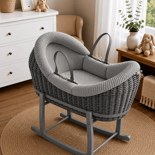 Wicker Deluxe Pod Baby Moses Basket With Stand - For Your Little One