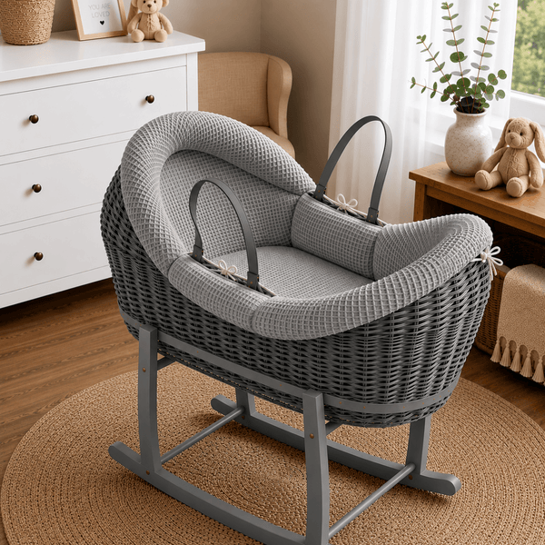 Wicker Deluxe Pod Baby Moses Basket With Stand - For Your Little One