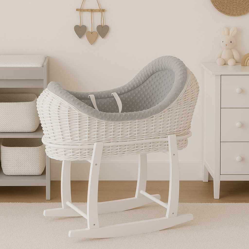 Wicker Deluxe Pod Baby Moses Basket With Stand - For Your Little One
