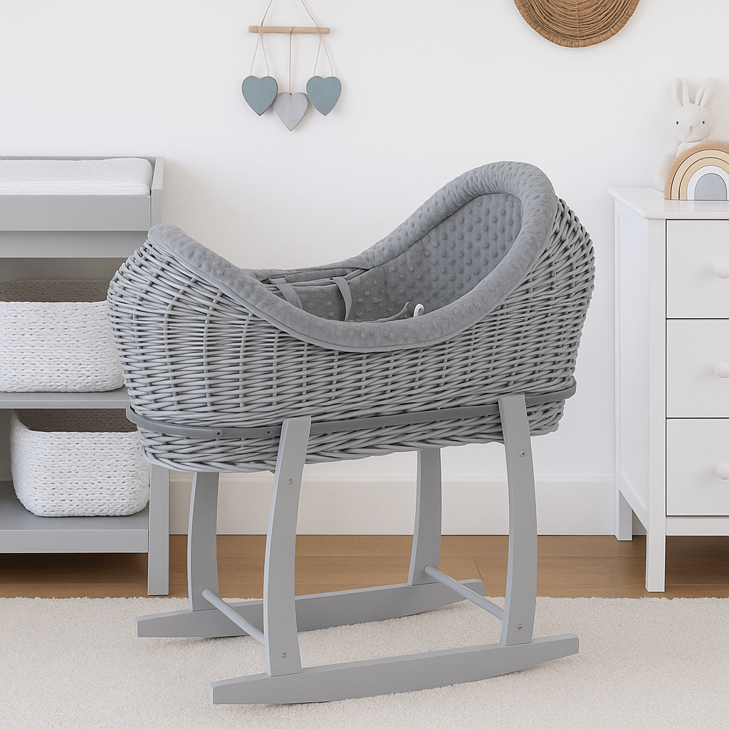 Wicker Deluxe Pod Baby Moses Basket With Stand - For Your Little One