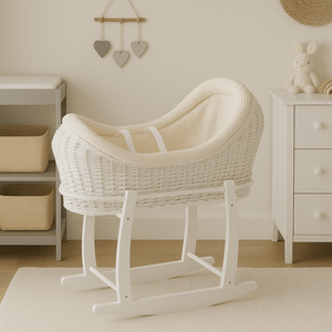 Wicker Deluxe Pod Baby Moses Basket With Stand - For Your Little One