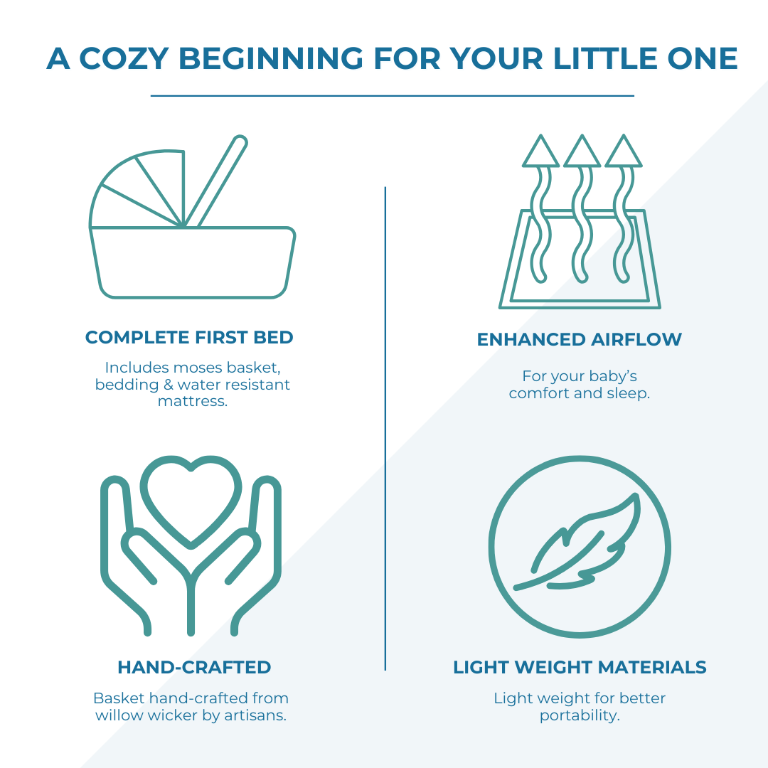 Wicker Pod Baby Deluxe Moses Basket - For Your Little One