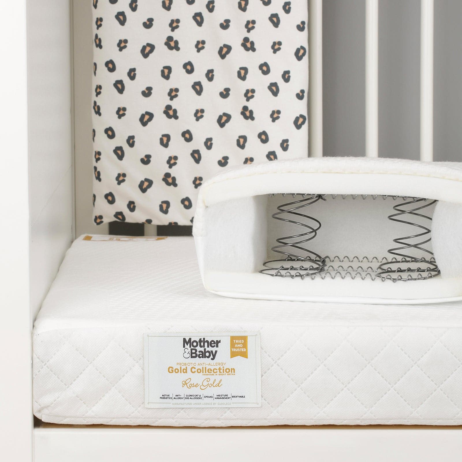 Mother & Baby Rose Gold Anti-Allergy Sprung Cot Mattress 120 x 60cm   